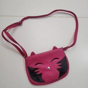 Pink Cat Face Crossbody Purse Cute Novelty Animal Mini Bag Adjustable Strap
